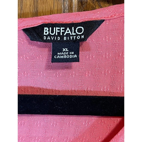 Buffalo David Bitton Shirt Women’s XL Coral Orange Blouse Top Tie Front - Picture 3 of 5